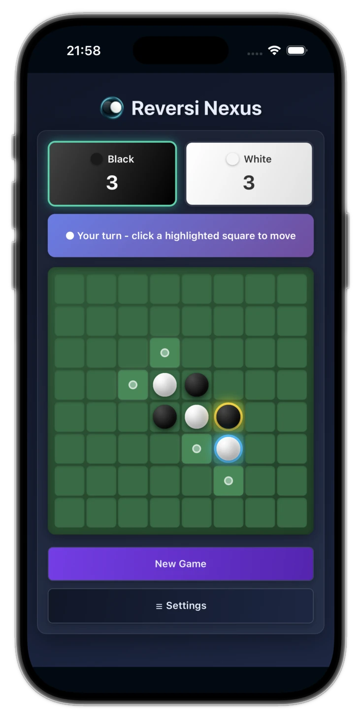 Reversi Nexus gameplay on iOS